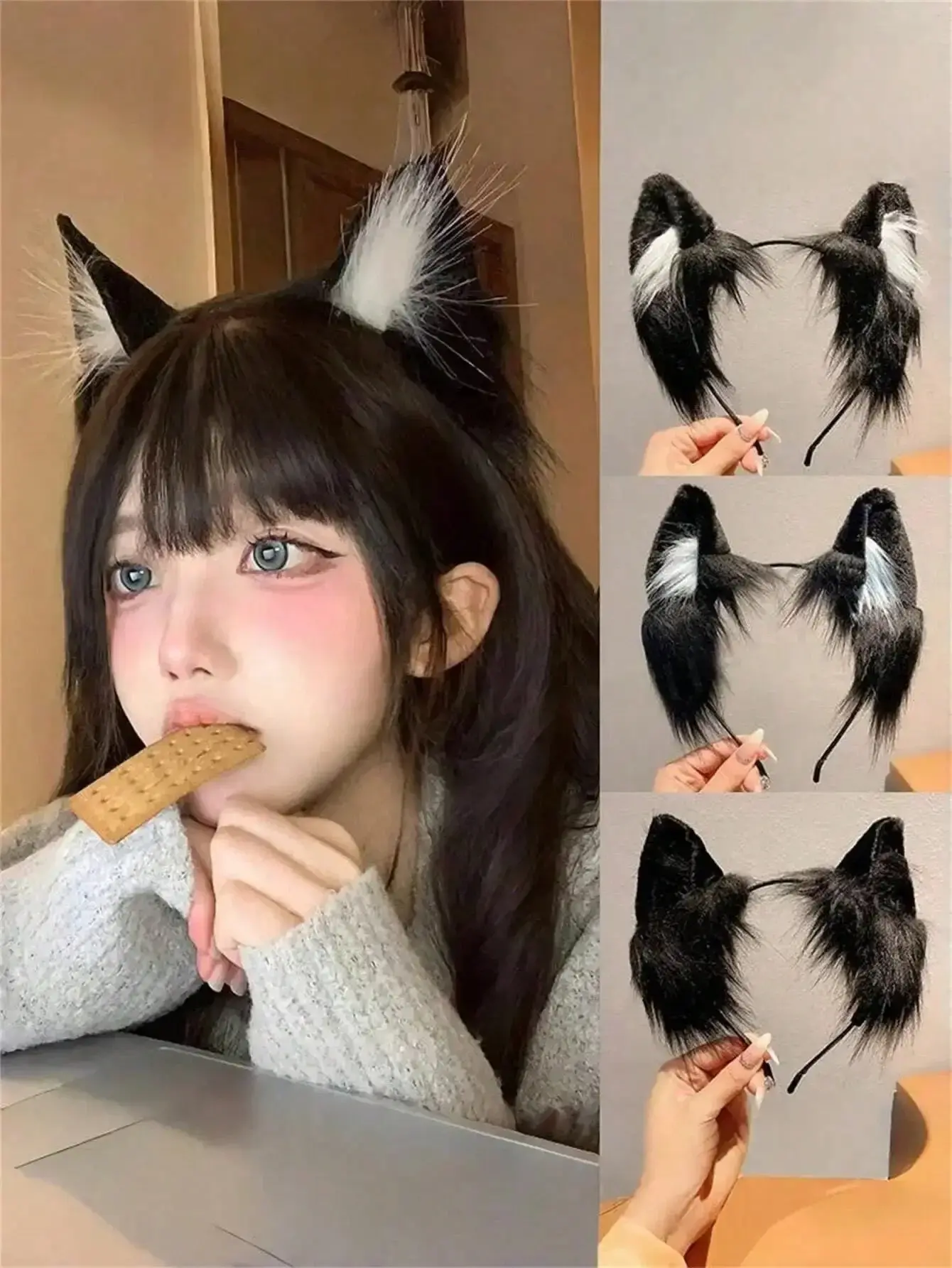 1pc Pink Cat Ear Headband, Plush Material, Cute, Kawaii, Hair Accessory, Fun, Photo Prop, Halloween Costume, Hair Clip, Hair Decoration