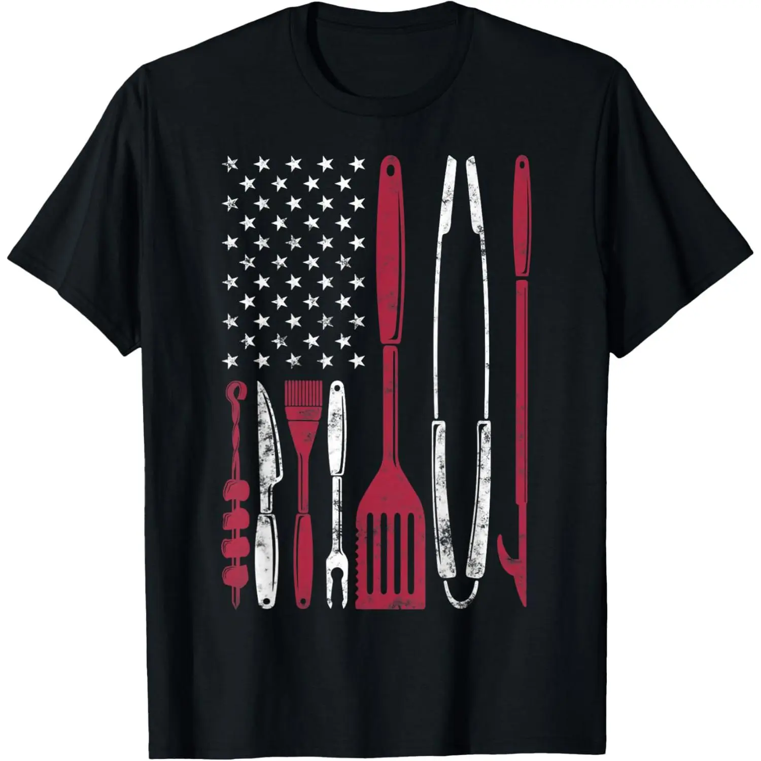 Men's Streetwear Breathable Short-Sleeve Graphic Print T-Shirt - Menswear BBQ Smoker Pit Master Chef Casual Grilling Top, Prints, Shortsleeve, Cotton