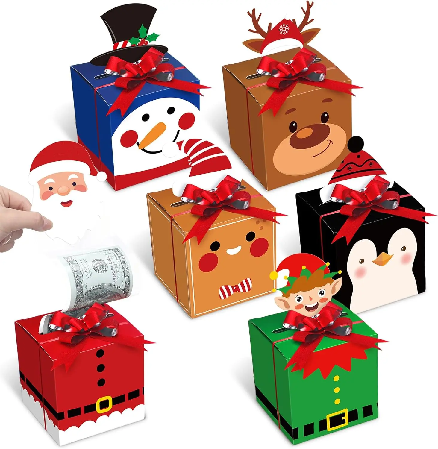 12-Pack Christmas Money Gift Boxes – DIY Pop-Up Cash Holders w/ Seal Bags – Fun Holiday/Birthday Surprise Kit (Stylish Style)
