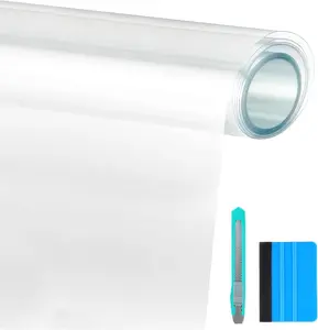 1ft x 5ft Clear Vinyl Wrap With Tool Kit, Transparent Protective Self Adhesive Car Wrap Film Vinyl Without Bubble Clear Gloss Paint for DIY Car Moto Interior Exterior