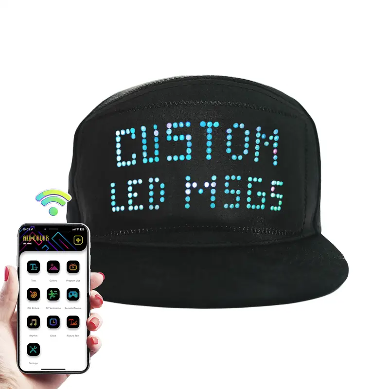 MasterAkoh Customizable LED Hat Snapback Baseball Cap with Bluetooth-16x32 Bright Display Your Message in Full Color Perfect for Parties Events and Gifts Machine Washable
