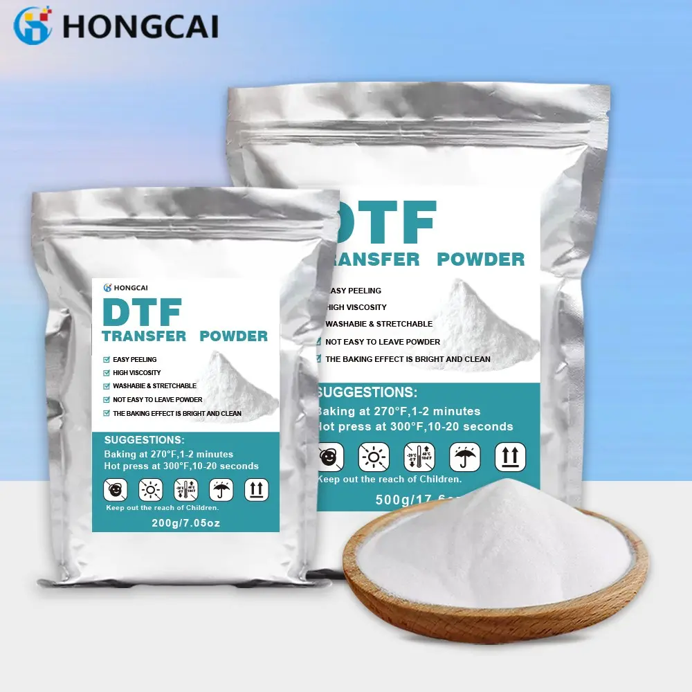 200/500g DTF Transfer Hot Melt Powder Medium Powder High Adhesive Viscosity for Printer Direct Printing Pet Film Printing Heat Transfer Material Consumables Stretchable Baking Effect Clean Peeling
