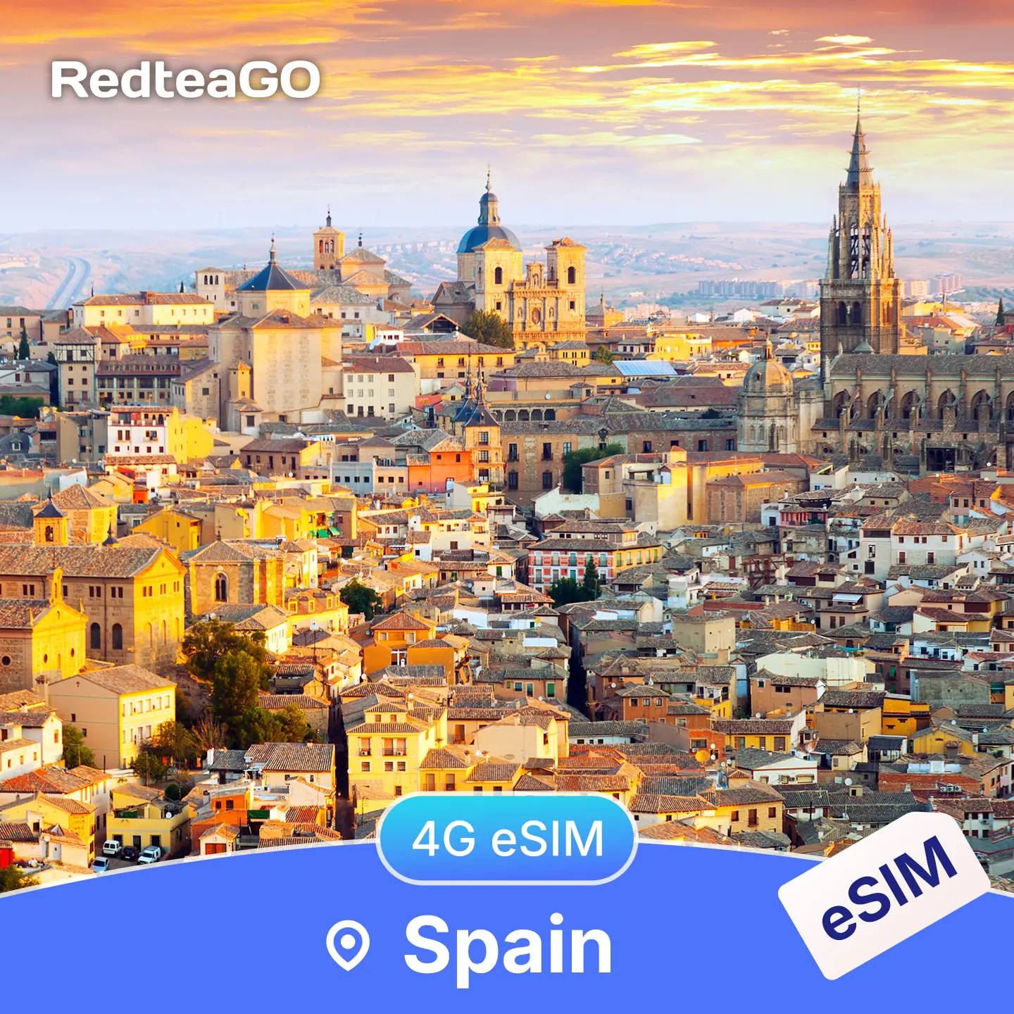 RedteaGO Spain eSIM Unlimited Data 5G | Instant Activation | No SIM Card Needed| Travel Data Plan | Instant Activation