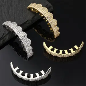 Europe and America Cross Border 8 Teeth Diamond-Embedded Micro-Inlaid Men's Hip Hop Tooth Socket Halloween Christmas Personal Accessories