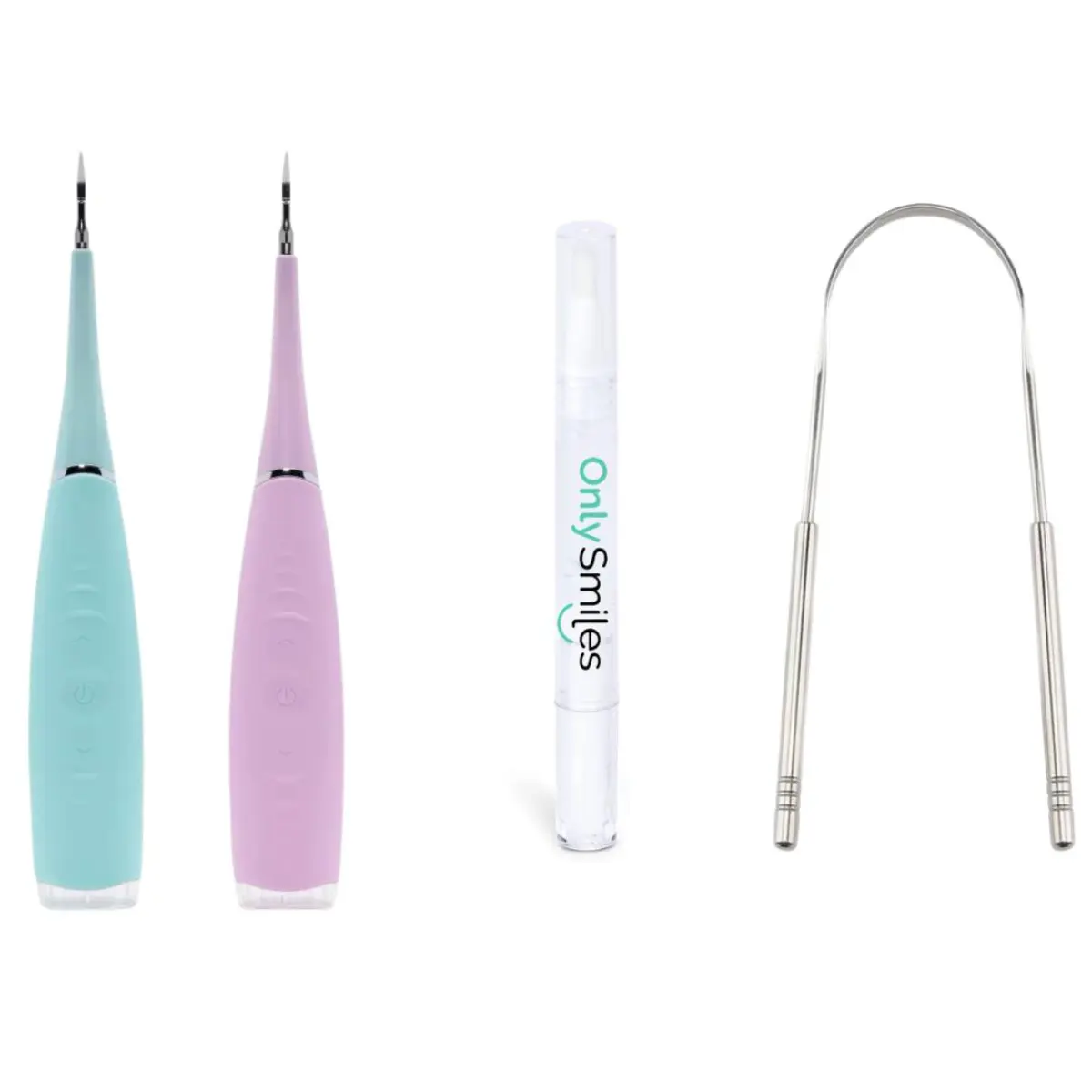 OnlySmiles Kit - Includes Ultrasonic Cleaner, Whitener & Tongue Scraper - Eliminate Yellowing, Stubborn Stains