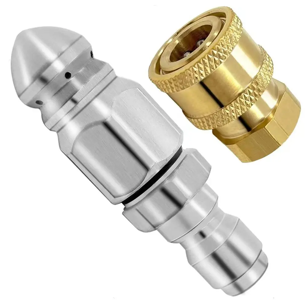 Sewer Jetter Kit For Pressure Washer Drain, 1 Set Newest 5800PSI Drain Cleaner High Pressure Hose, 6M/10M/15M/30M/45M NPT 1/4 Inch 5000PSI Sewer Jetter Nozzle, Sewer Jetting Nozzle, Cleaning Accessories