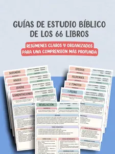Guías de Estudio Bíblico de los 66 Libros: Resúmenes Claros y Organizados para una Comprensión Más Profunda (Bible Study Guides) (Spanish Edition)