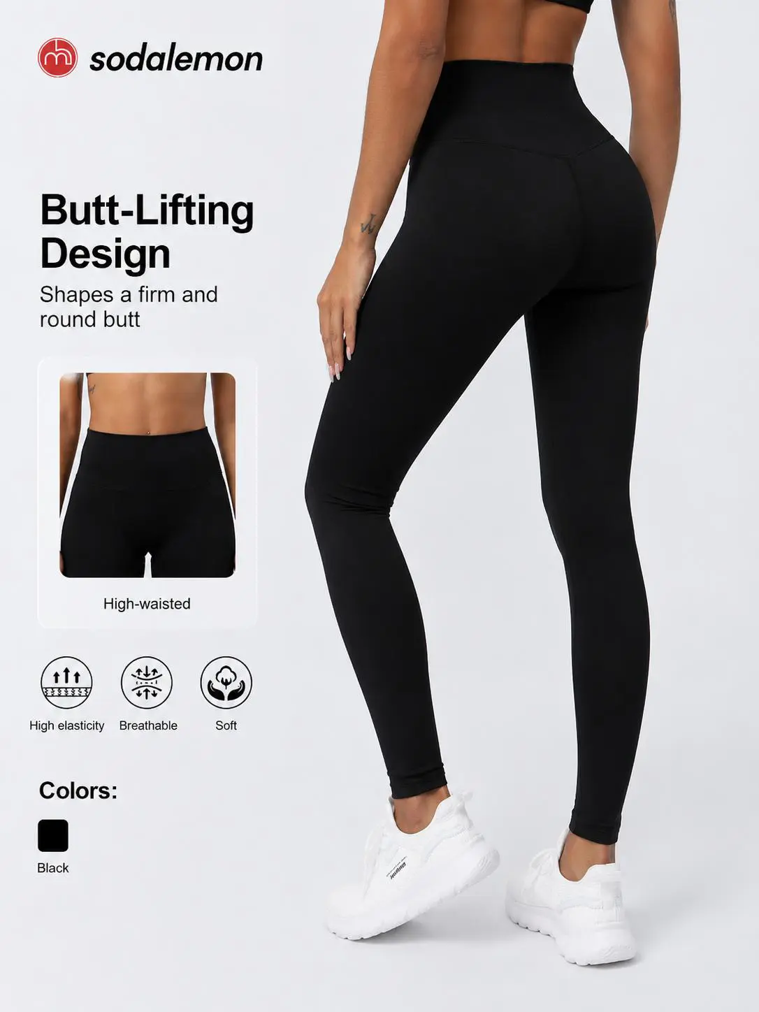 Sodalemon Women's Leggings, High Waisted Tummy Control Yoga Pants, Butt Lifting Soft Stretch Compression Activewear, Pants For Women, Leggings Women
