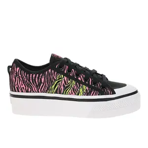 adidas Womens Nizza Zebra Print Platform Sneakers Shoes Casual - Black, Pink