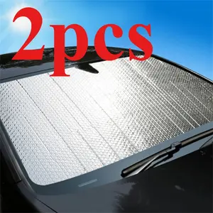 Two Car Sunshades Universal Windshield Shade, UV Protection & Heat Reflection Design, Durable Car Interior Accessory, Enhances Privacy