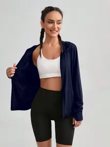 Women's Upf50+ Ultra-Thin Sun Protection Jacket Long Sleeve UV-Resistant Single Layer Skin-Friendly Windbreaker Outdoor Sports Coat UV Cooling Jacket Spring Sports Jacket