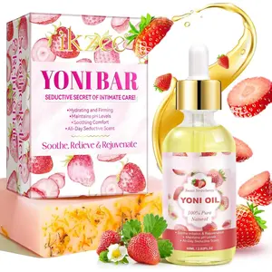 Yoni Oil and Soap Bar Set for Women, 100% Natural Feminine Intimate Deodorant, Eliminates Odor and pH Balanced, Feminine Serum Made with Pure Natural Essential Oils