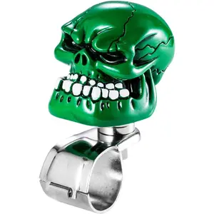 Turning Assist Grip Handle Booster Skull Steering Wheel Spinner  Knob Fit     , Green