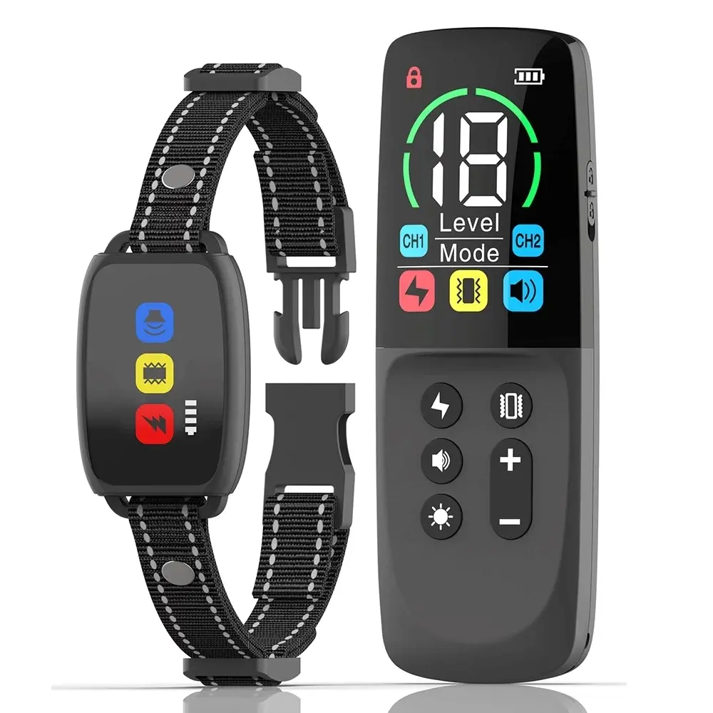 Black Heaflex 4-in-1 Shock Collars for Dogs - Electric Shock, Vibration, Buzzer, LED Light - 800m Range, IPX7 Waterproof, USB-C Rechargeable Low Voltage - Anti-Bark, Anti-Bite, Safety Lock - Professional Trainer Choice