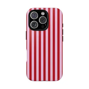 Pink Red Stripe Phone Case For Iphone 16 15 14 13 12 11 X Striped Phone Case