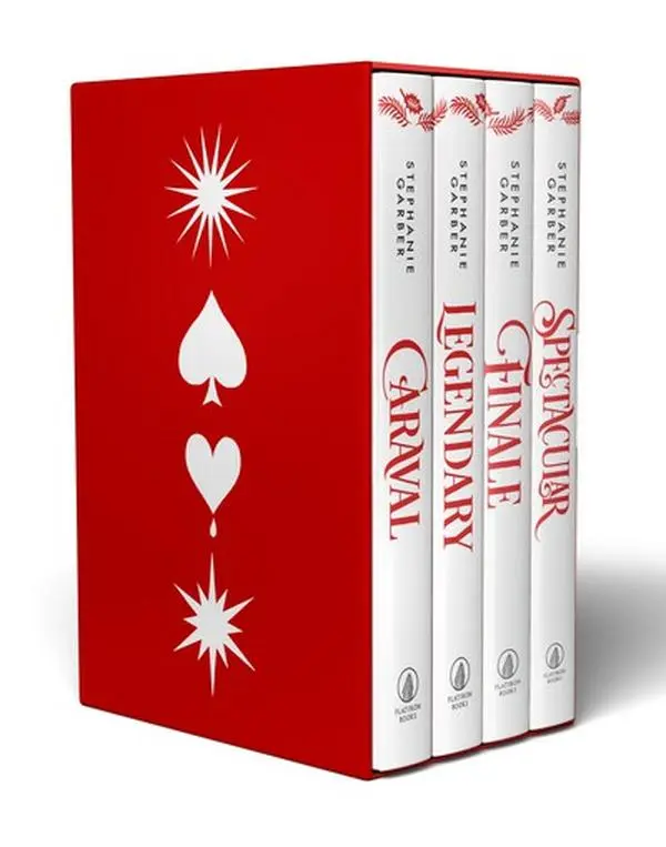#1 New York Times Bestselling Caraval Holiday Red Boxed Hardcover Reissue Set - 4 Booktok Literature & Art Novels, Exclusive White Covers, Red-Edged Pages, Ideal for Holiday Gifting, Hardcover Set Novel, Boxed Reissue Novel