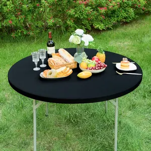 PSH 1-Pack Round Elastic Table Cover, Stretch Spandex Tablecloth for Dining, Indoor and Outdoor Parties