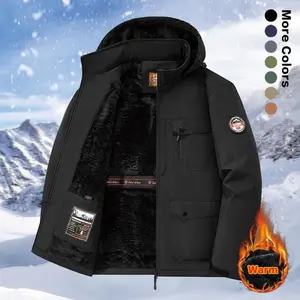 Men's winter wool lined thick warm hooded jacket with multiple pockets, fully zippered closure, suitable for outdoor activities in cold weatherRAIMENTRY