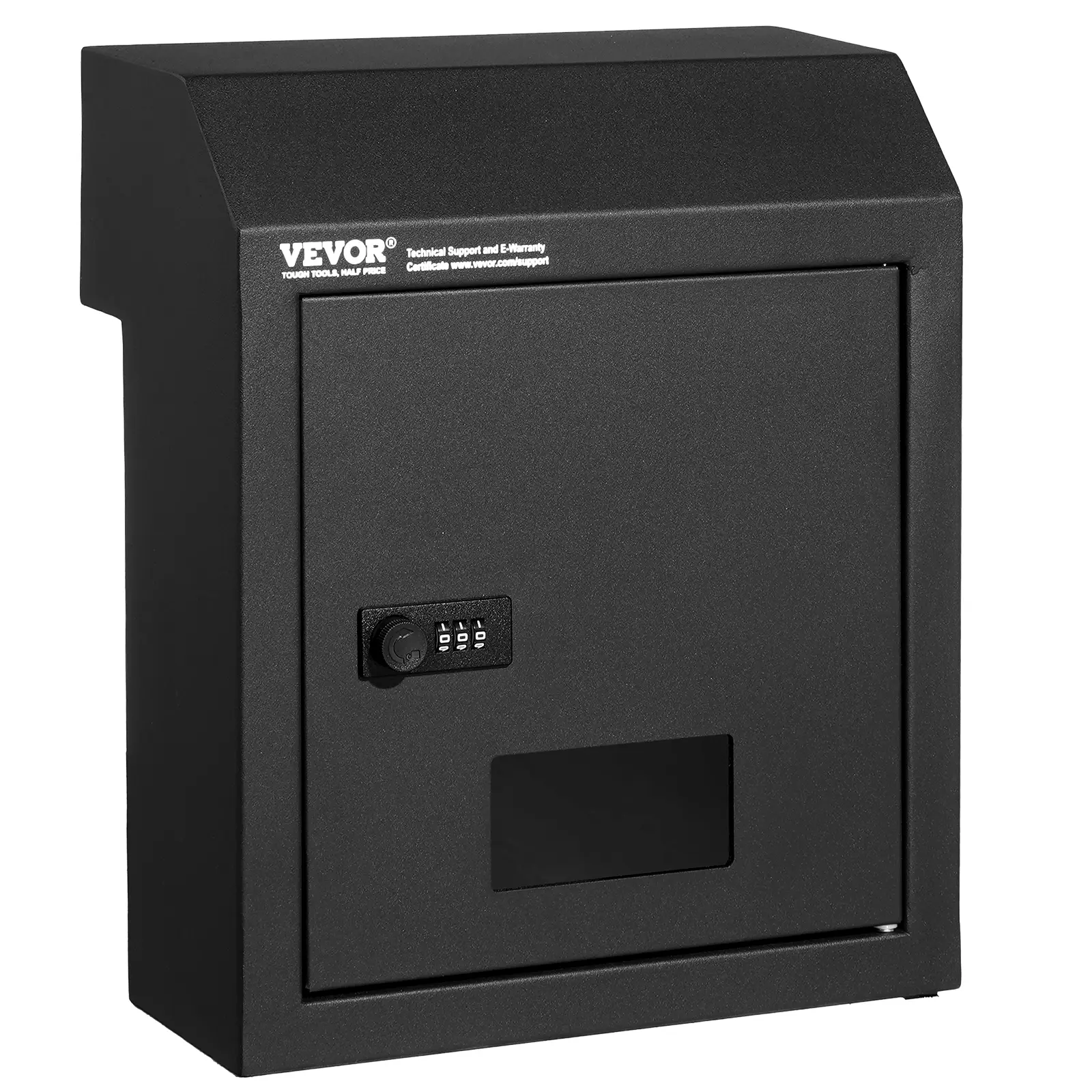 【Summerfinds】VEVOR Metal Through-The-Door Key Drop Box & Mailbox, Heavy-Duty Steel, 12" Key Lock, 12x6.1x14.1 Inch, Rainproof, Home & Schools Use, Black (Fathersday Deal)