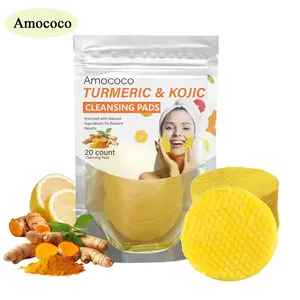 Kojic Acid and Turmeric Cleansing Pads - 20pcs Turmeric Cleansing Pads for Skincare, Comfort Cleanser Facial Wash Makeup Makeup Remover