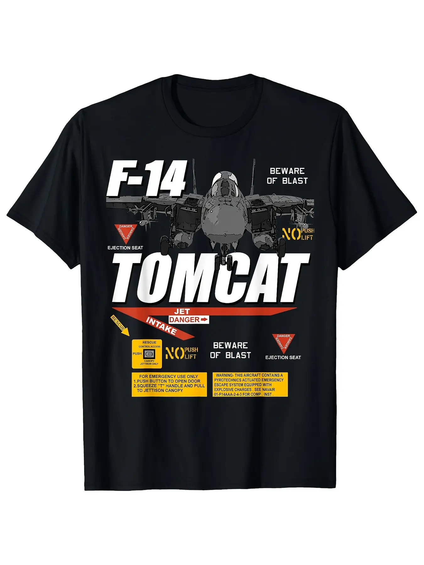 Men'S & Women'S Vintage Aviation Graphic T-Shirt - F-14 Tomcat Fighter Jet Design with Pilot Cat & Aviation Phrases, All-Season Casual Round Neck Tee for Gym, Outdoor & Casual Attire - Unisex Retro Aviation Enthusiast Apparel, Graphic Tee Men