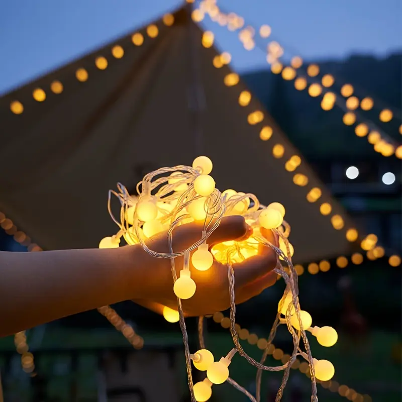 118.11inch/236.22inch Halloween Christmas String Lights  Outdoor LED Ball Lights with Battery Box for Camping, Tent, Canopy, Wedding Decor