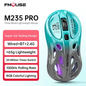 FMOUSE M235 PRO Wireless Gaming Mouse – Tri-Mode 2.4G/BT 5.3/USB-C, RGB Programmable Mouse with Macro & Rapid Fire for PC, Laptop, Mac keyboards for gaming