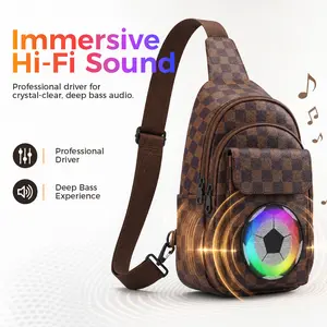 Portable Bluetooth Speaker Bag, Chest Crossbody Sling Bag with LED Light,Wearable Audio Music Shoulder Bag for Hiking Cycling | speaker LED light Wireless