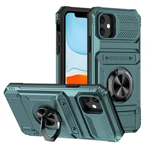 Metal Frame Cellphone Casing with Hidden Card Holder, Adjustable Military-Grade Camera Rotation - Compatible with iPhone 13-17 Pro Max, Galaxy S22-S25, A Series Handheld Devices, Stylish Elegant Design