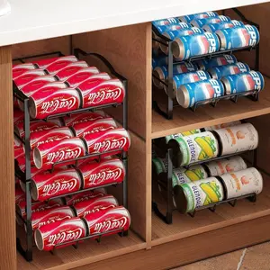 4 Tiers Can Organizer Rack, 48 Cans Soda Can Dispenser Organizer for Refrigerator