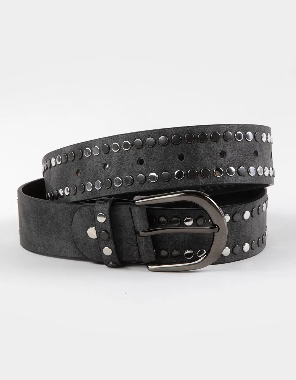 Studded Grunge Belt, Dark Gray