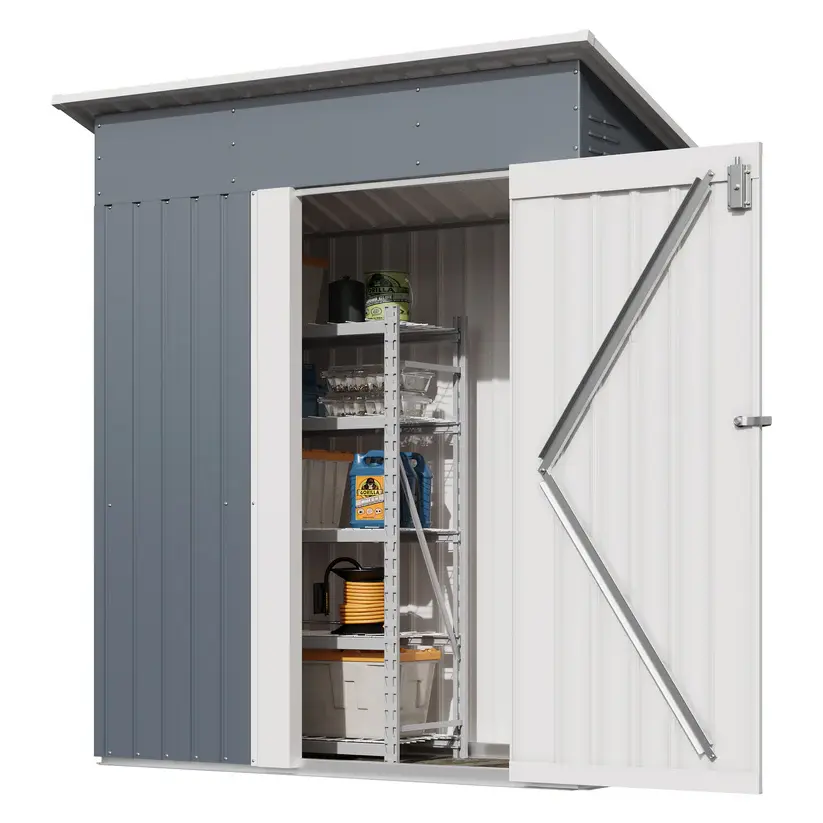 [NEW PRODUCT - FLASH SALE] Garvee 5x3 FT Weather-Resistant Outdoor Metal Storage Outdoor Storage Unit – Lockable Doors, Vents & Spacious Backyard Organizer – Garden Tool, Lawn Equipment, Bike & Pool Supplies – Gray Color