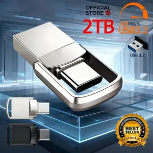 2TB usb Flash drive USB3.2 Ultra Speed Metal U Disk Type C Memory Stick Waterproof SSD Storage Portable For PC Phone Data Transfer pen drive flash disk, Type C Pendrive, Usb C Thumb Drive