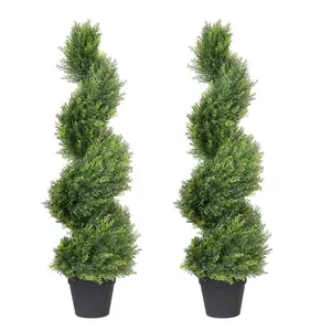 2pc 3FT OR4FT Artificial Spiral Tree-Faux Boxwood Topiary Plant with Weighted Pot for Indoor or Outdoor, Office, Green Decor Decorative wooden  violet