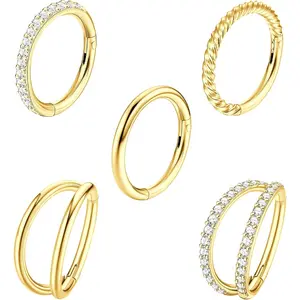 5 Pieces of 316L Stainless Steel Ring Nose, Perforated Cartilage Ring, Anti Allergic, Comfortable, Suitable for Various Styles of Jewelry, Suitable for Wearing All Seasons