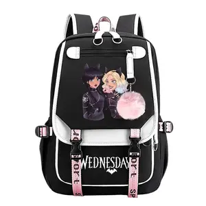 Wednesday & Enid Trendy Youth Laptop Backpack – Large-Capacity Travel & School Bag for Commuting, Camping & Daily Use, Durable Stylish Design, Perfect Gift for Boys & Girls 11.4” × 18.1”