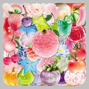 50pcs crystal clear fruit and vegetable graffiti creative high appearance level transparent stickers diy mobile phone shell scooter guitar stickers Cellphone