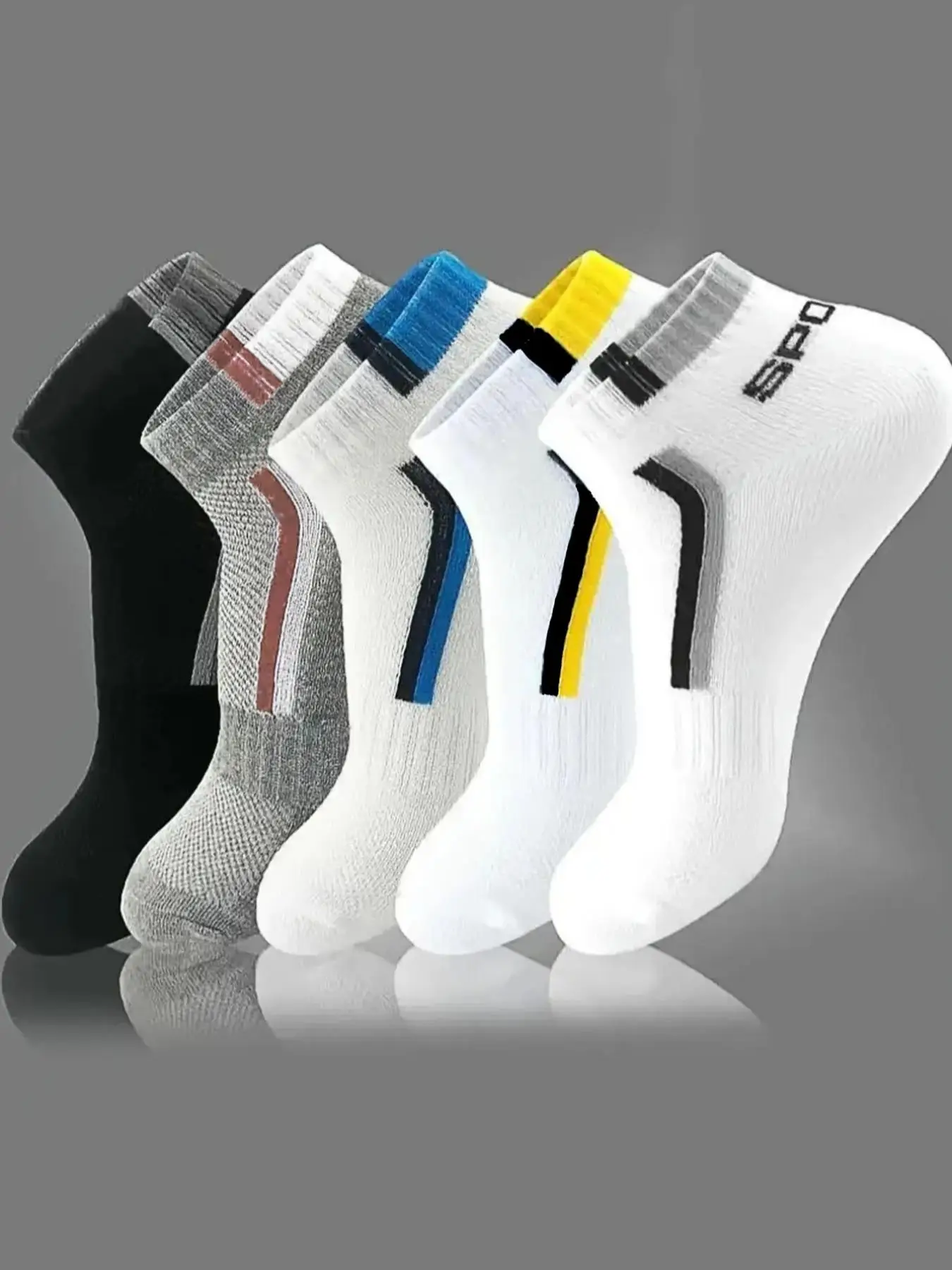 Summer 2024 Men's Colorblock Letter Print Ankle Socks, Multi-pack Comfy Breathable Knit Socks for Daily Wear, Versatile Men's Socks & Hosiery, Nation