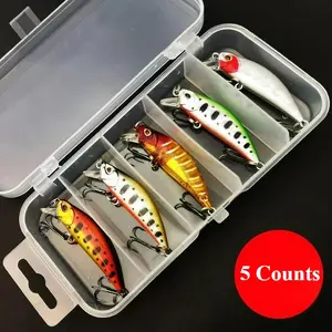 5 Pieces Mini Minnow Lures, Durable Abs Hard Baits for Freshwater and Saltwater, Versatile Topwater Fishing Accessories, Fishing Lure Set