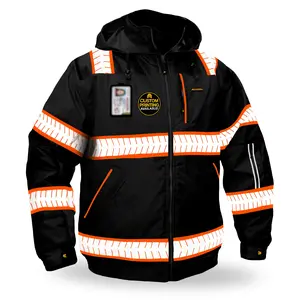 KwikSafety ENFORCER Safety Bomber Jacket (DETACHABLE ID POCKET) Black Hi Vis Reflective Menswear - Model No.: KS5521BLK