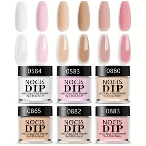 Long-lasting Nail Dip Powder, 6 Counts/set Professional Nail Art Powder, French Manicure Nail Care Dip Powder Manicure Products for Women & Girls