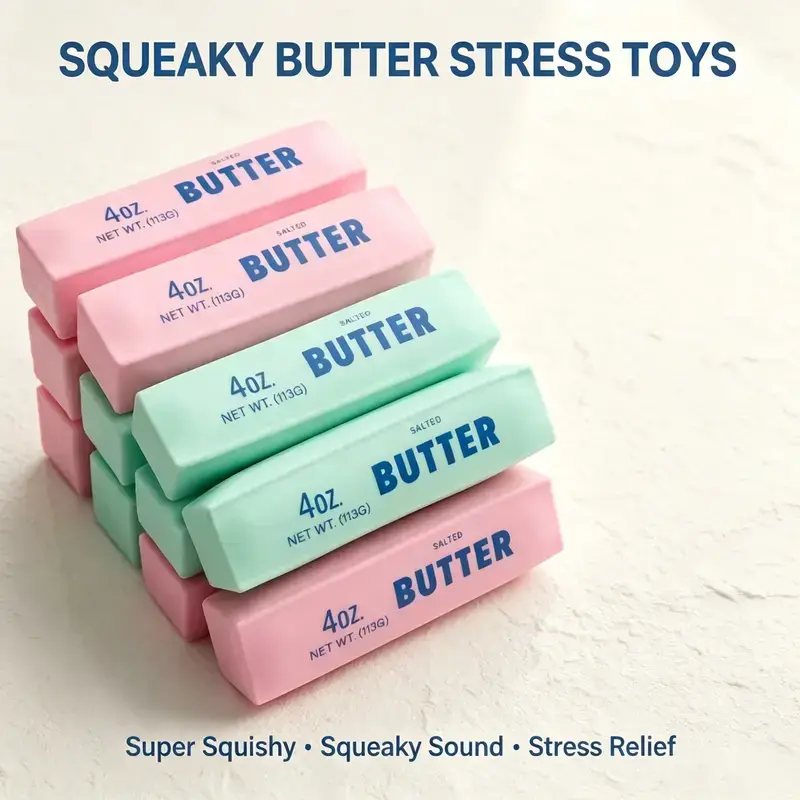 Handmade Realistic 14cm Squishy ButterStick, Built-in Crunchy Filler for Loud ASMRSounds, Soft Squeeze Stress Relief Fidget,Sensory Play Item for All Ages, Creative Gift(Toys & Hobbies - Classic & Novelty StressRelief Toys), Squishy Toy