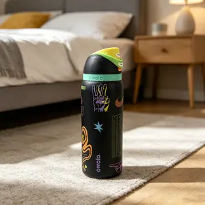 Owala FreeSip Neon Glow 32 oz Wide Mouth Vacuum Insulated Water Bottle - Large-Capacity Portable Drinkware, New Vacuum Design, Camping Use, Birthday Gift Option, Ice Cubes Compatible Lid