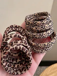 Leopard Pattern Hair Tie Set, High Stretch Hair Tie, Elastic Hair Accessory, Casual Simple for Women & Girls, Minimalist Headwear Suitable for Thick Hair