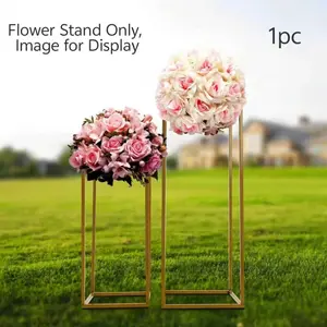 Gold Metal Rectangular Flower Stand Modern Geometric Vase Rack Wedding Dining Table Ornament for Party Banquet Use