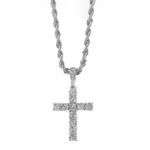 Men Necklace Sparkling Rhinestones Pendant Sweater Chain Hip Hop Ste Titanium Steel Charm Necklace Jewelry Gift