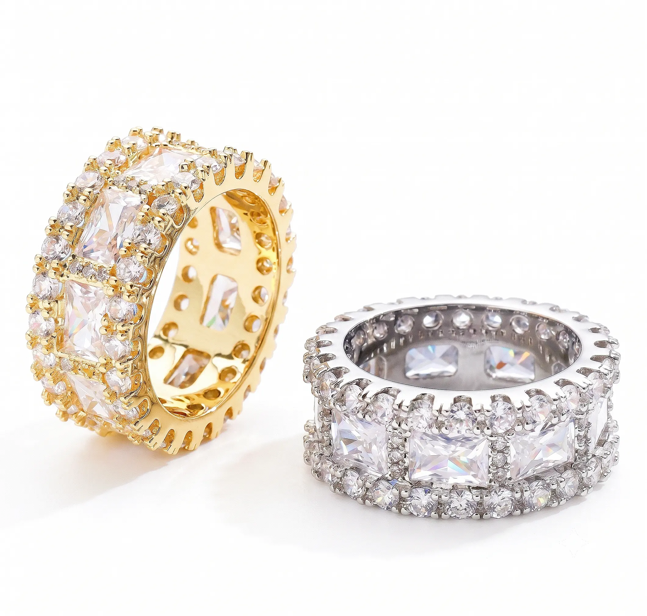 Vintage, dazzling, sparkling double-row diamond ring—perfect for women and men as a holiday gift