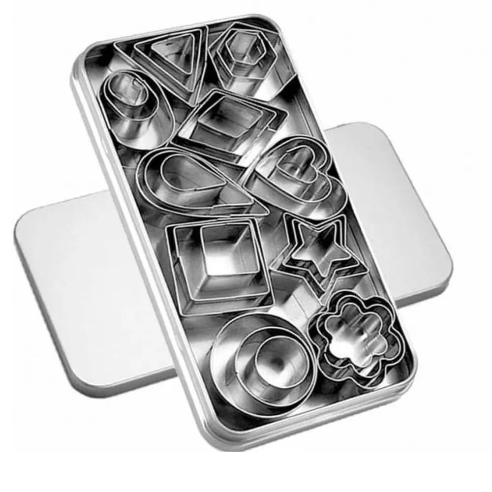 30-Piece Mini Cookie Cutting Box Set, Small Stainless Steel Fruit Vegetable Polymer Clay Cutter, Geometric Mold Kit, Bakeware, Bakery Supplies, Baking Utensils Supplies, Baking Tools, Baking Supplies Kit, Cookie Cutters Home