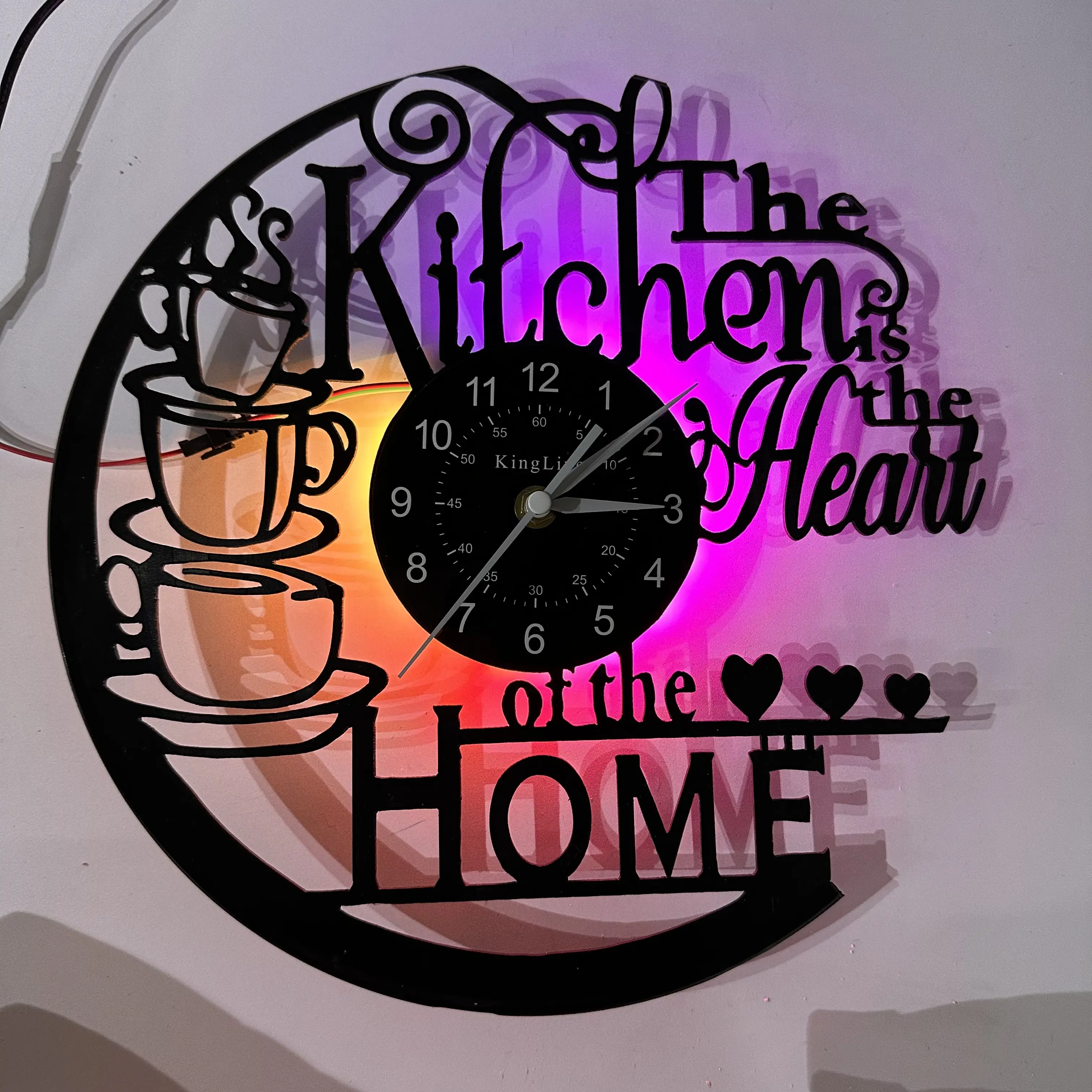 Silent Vinyl Record Wall Clock, Living Room Decor, Home Decoration, Kitchen, Office, Cafe Hanging LED Clock, Christmas Gift, Led Wall Clocks