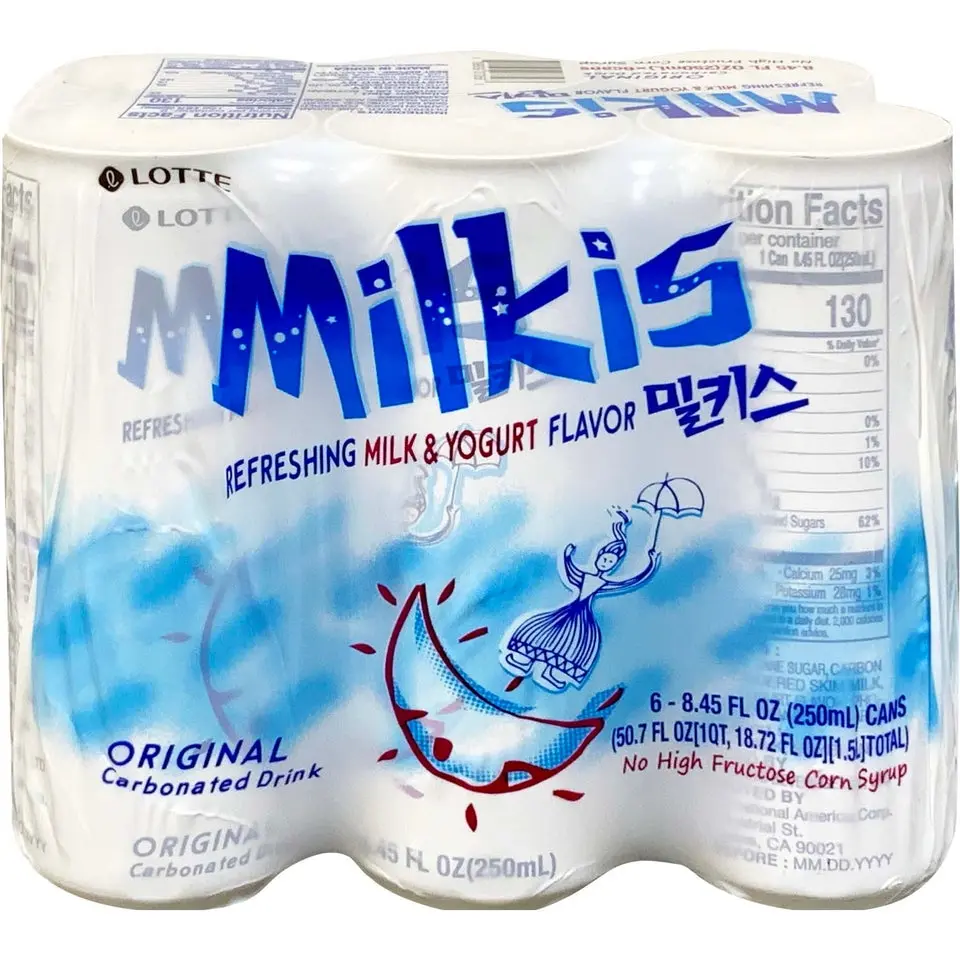 Lotte Milkis Korean Carbonated Beverage Variety Pack – 6-Pack Assorted Creamy Soda(Original Yogurt/ Melon / Strawberry / Banana / Apple / Peach / Zero Sugar) Lotte Milkis Korean Carbonated Beverage Variety Pack – 6-Pack Assorted Creamy Soda(Original Yogurt/ Melon / Strawberry / Banana / Apple / Peach / Zero Sugar)